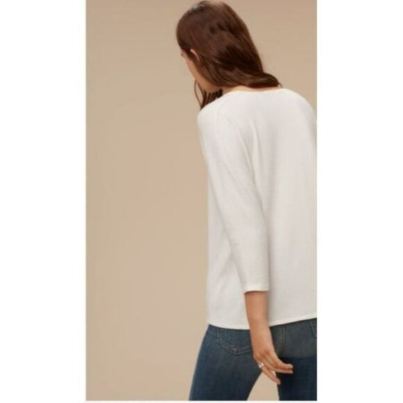 Aritzia Wilfred Free Grey Heathered Deep V neck 3/4 Sleeve Shirt size XS - Picture 4 of 15